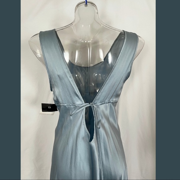 VALERIE STEVENS PURE 100% SILK STEEL BLUE BIAS CUT NIGHTGOWN L NWT - Picture 4 of 8